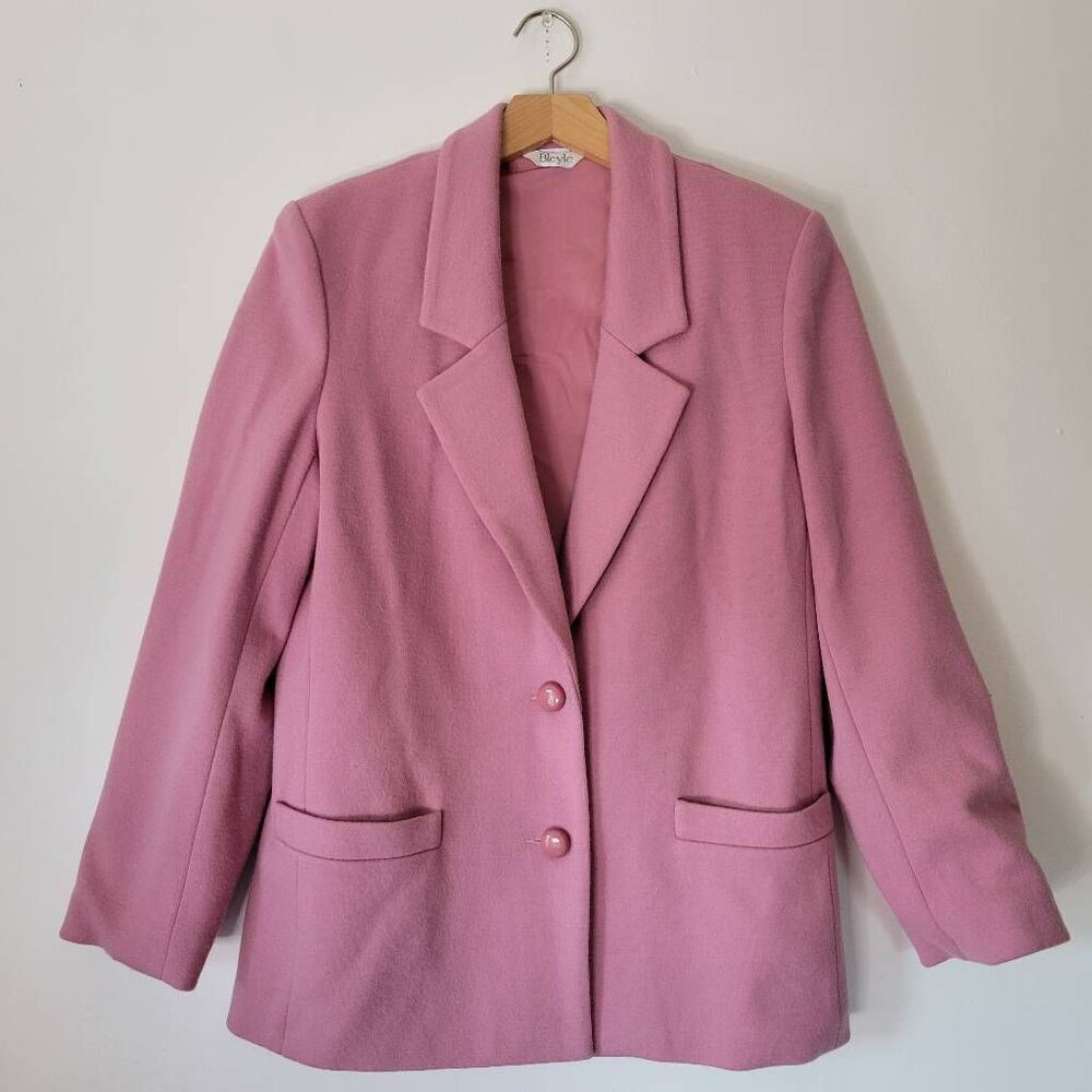 Vintage Bleyle 100% Pure Wool Pink Blazer Jacket Made in USA